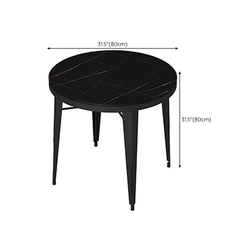 Table de tabouret de bar Glam Table de bar en pierre noire avec 4 pieds en métal