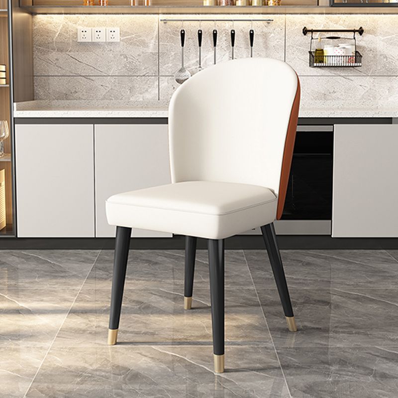 Industrial Style Armless Chair Faux Leather Parsons Chairs for Bedroom