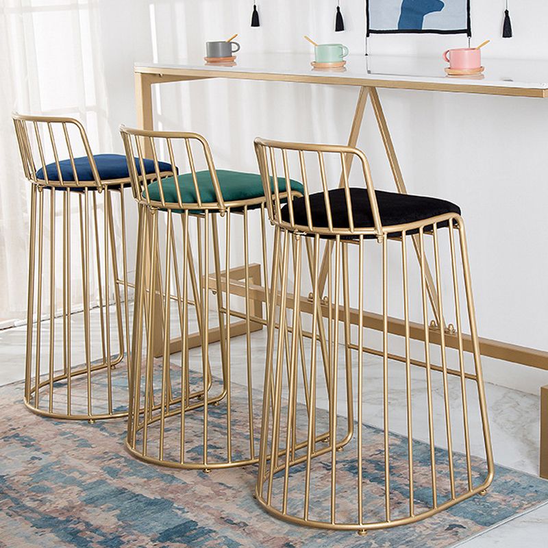 Glam Style Upholstered Bar Stools Armless Low Back Stools with Metal Base Clearhalo 'Bar Furniture' 'Bar Stools' 'bar_stools' 'furn' 'furn_bar_stools' 'Furniture' 'Kitchen & Dining Furniture' 1200x1200_e1cc06d8-31a1-40a4-bcd7-80d9add5ee9a