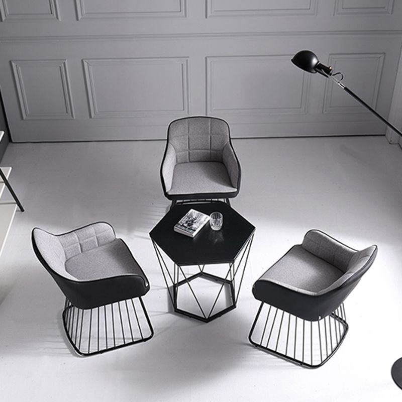 Industriële metalen basis eetkamerstoel gestoffeerde eetkamerstoel