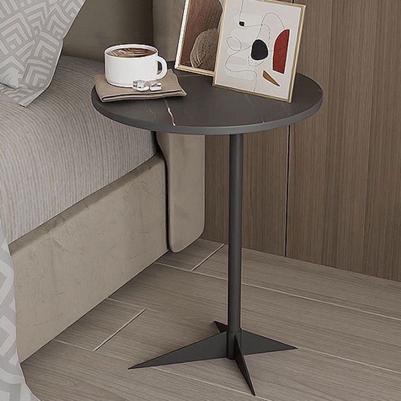 Modern Round Slate Side Table Pedestal Corner Table for Living Room