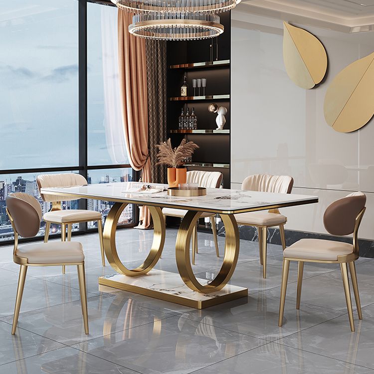 Rectangle Trestle Base Home Furniture Stainless Steel Dining Room Collection for Dining Room Clearhalo ' dining_table' 'Dining Tables & Seating' 'Dining Tables' 'furn' 'furn_dining_table' 'Furniture' 'furniture_dining_table' 'Kitchen & Dining Furniture' 'kitchen&dining_furn' 'kitchen' 'kitchen_dining_table' 1200x1200_e1d369bc-fc41-4f9e-88af-14e21779412f