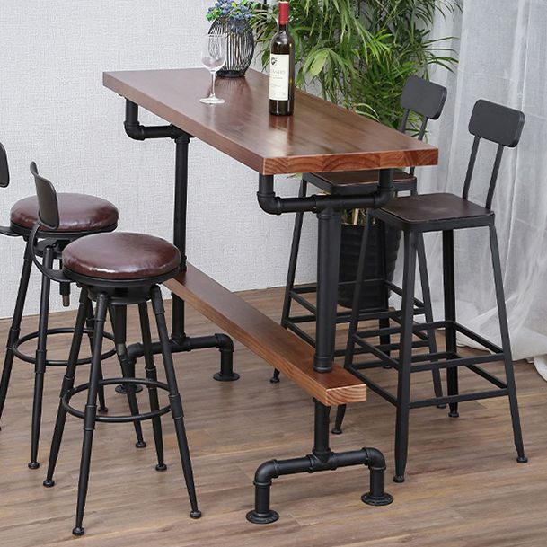 Modern Rectangle Bar Dining Table Wood Bar Height Table with Tube-Shaped Base Clearhalo 'Bar Furniture' 'Bar Tables' 'bar_tables' 'furn' 'furn_bar_tables' 'Furniture' 'furniture_bar_tables' 'Kitchen & Dining Furniture' 'kitchen&dining_furn' 'kitchen' 1200x1200_e1d37ea9-5c38-4d00-b06a-8c3e814a79c2