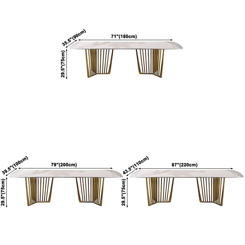 Traditional Luxury Stone Table Rectangle Dining Table with Stainless Steel Double Pedestal Clearhalo ' dining_table' 'Dining Tables & Seating' 'Dining Tables' 'furn' 'furn_dining_table' 'Furniture' 'furniture_dining_table' 'Kitchen & Dining Furniture' 'kitchen&dining_furn' 'kitchen' 'kitchen_dining_table' 1200x1200_e1d3b3b3-b856-4f16-86fe-d981556f0e0e