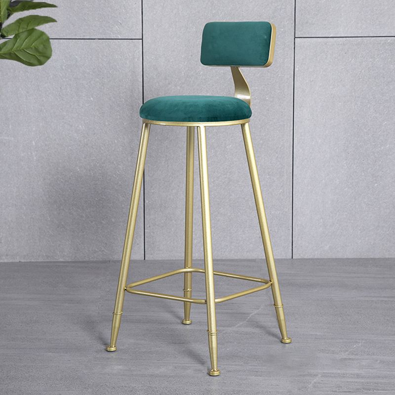 Glam Backrest Armless Counter Stool Iron Beauty Shop Bar Stool with Suede Cushion Clearhalo 'Bar Furniture' 'Bar Stools' 'bar_stools' 'furn' 'furn_bar_stools' 'furniture_bar_stools' 'Kitchen & Dining Furniture' 'kitchen&dining_furn' 'kitchen' 'kitchen_furn' Furniture' 1200x1200_e1d5e8ac-4b4e-4f79-8c70-11ffd8b0e673