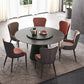 Black Stone Top Dining Table Contemporary Dining Table with Pedestal Base