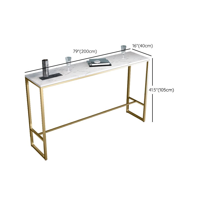 Glam Style Marble Bar Dining Table Rectangle Bar Table in White Clearhalo 'Bar Furniture' 'Bar Tables' 'bar_tables' 'furn' 'furn_bar_tables' 'Furniture' 'Kitchen & Dining Furniture' 1200x1200_e1d69f07-7d6a-4efa-a185-cde444fcf8fd