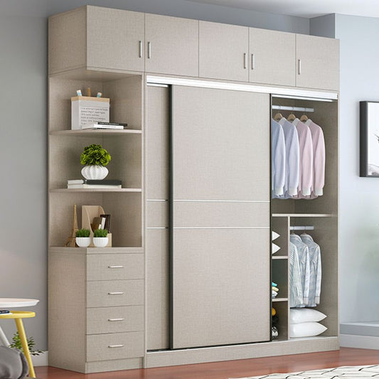 Modern Artificial Wood Wardrobe Freestanding Wardrobe with Sliding Doors for Living Room Clearhalo 'Armoires & Wardrobes' 'armoires_wardrobes' 'Bedroom Furniture' 'furn' 'furn_armoires_wardrobes' 'Furniture' 1200x1200_e1d70cc0-160b-43d2-8c5c-bd023e819c64