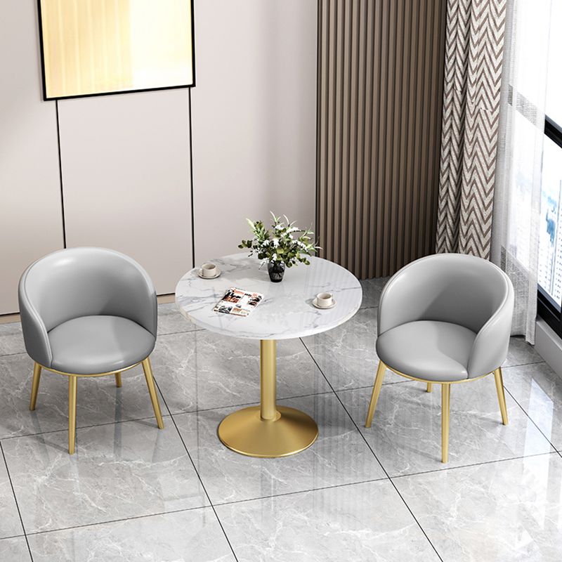 丸い焼結石トップテーブル現代のメタルベースダイニングテーブル