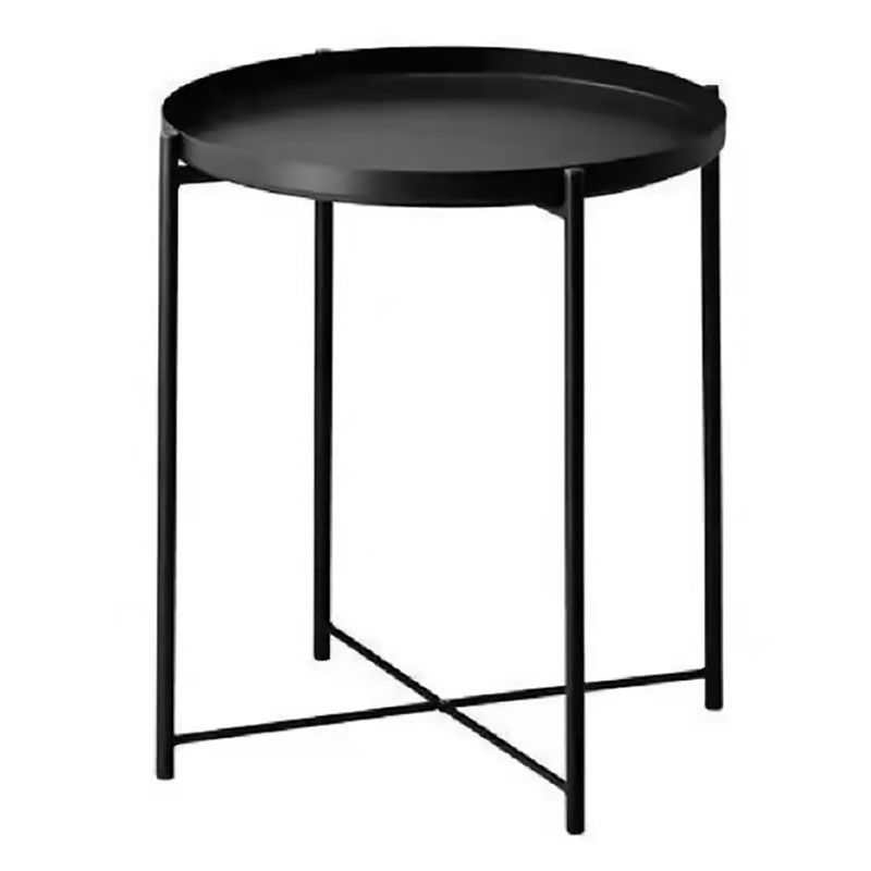 Mid-Century Modern Cross Legs Coffee Table with Round Top in Iron Clearhalo 'Coffee & Accent Tables' 'Coffee Tables' 'coffee_tables' 'furn' 'furn_coffee_tables' 'Furniture' 'Living Room Furniture' 1200x1200_e1d8c142-217e-409f-9428-a5429c0bd0b7