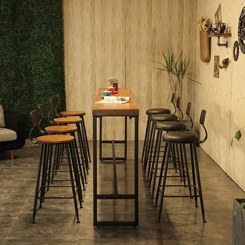 Brown Modern Style Rectangle Bar Table in Metal and Wood Table Cafe Bar Table Clearhalo 'Bar Furniture' 'Bar Tables' 'bar_tables' 'furn' 'furn_bar_tables' 'Furniture' 'furniture_bar_tables' 'Kitchen & Dining Furniture' 1200x1200_e1d960af-021f-4792-969e-8940f2ac5b8f