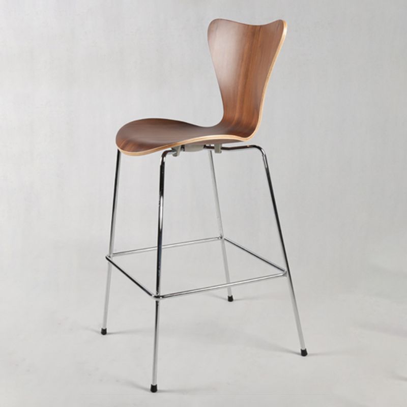 Modern Armless Backrest Bar Stool Wood Kitchen Bar Stool with 4 Metal Legs Clearhalo 'Bar Furniture' 'Bar Stools' 'bar_stools' 'furn' 'furn_bar_stools' 'Furniture' 'Kitchen & Dining Furniture' 1200x1200_e1d9be88-b552-4e21-b52e-294273a63053