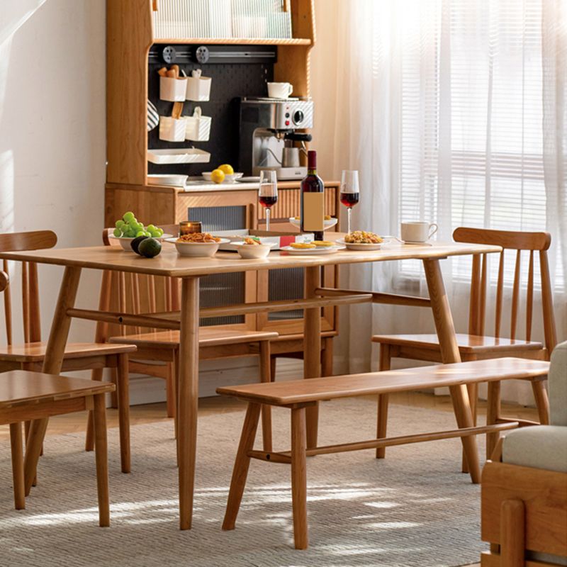 Contemporary Rectangular Dining Table Brown Solid Wood Table Top Clearhalo 'Dining Tables & Seating' 'Dining Tables' 'dining_table' 'furn' 'furn_dining_table' 'Furniture' 'Kitchen & Dining Furniture' 1200x1200_e1d9d2c8-3076-4c1e-85c7-fa09046da828