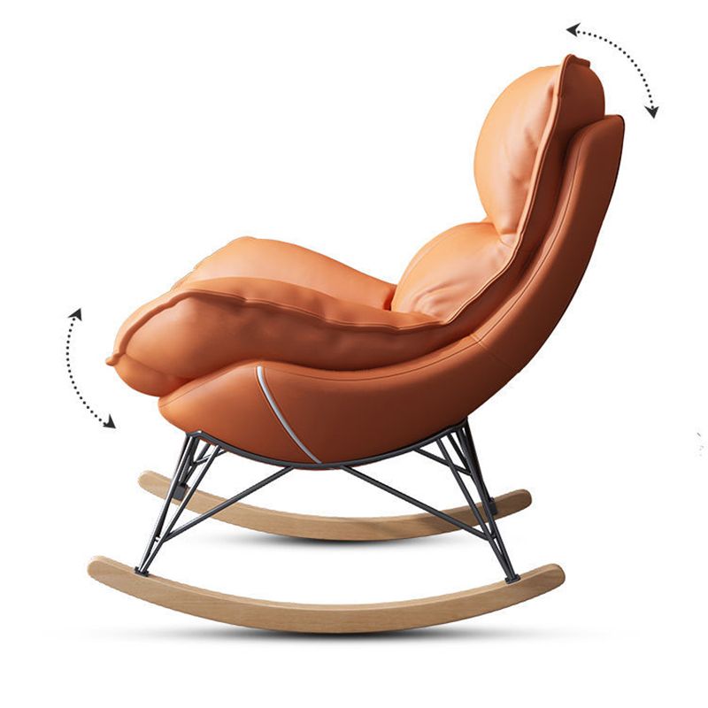 Modern Style Rocking Chair Upholstered Faux Leather Rocking Accent Chair Chair Clearhalo 'Chairs & Seating' 'furn' 'furn_rocking_chairs' 'Furniture' 'Living Room Furniture' 'Rocking Chairs' 'rocking_chairs' 1200x1200_e1db41ba-a55f-4ad3-ac92-d52f43a27f64