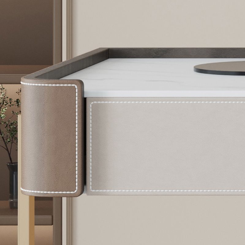 Rectangle Stone Top Bureau bureau Glam Style Writing Bureau avec base en métal pour le bureau