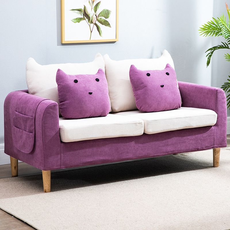Velvet Square Arm Sofa Slipcovered Loose Back Loveseat with Storage Clearhalo 'Furniture' 'furniture_sofas' 'kitchen' 'kitchen_sofas' 'Living Room Furniture' 'Sofa' 'sofas' 1200x1200_e1dc3253-f4eb-4f40-aff4-d6593d6e21db