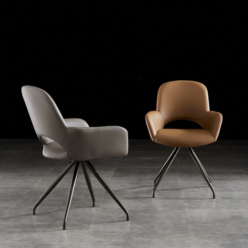 Minimalist Style Leather Dining Chairs Open Back Upholstered Dining Side Chair Clearhalo ' kitchen&dining_furn' 'Dining Chairs' 'Dining Tables & Seating' 'dining_chair' 'furn' 'furn_dining_chair' 'Furniture' 'furniture_dining_chair' 'Kitchen & Dining Furniture' 'kitchen' 1200x1200_e1dc3cfc-674b-40b6-8117-3ef89cf88637