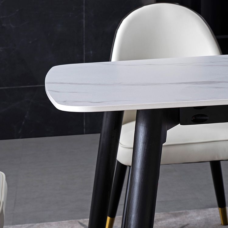 Contemporary Dining Set 1/2/5/7 Pcs White Stone Top Table with Faux Leather Chairs Clearhalo 'Dining Room Sets' 'Dining Tables & Seating' 'dining_room_set' 'furn' 'furn_dining_room_set' 'Furniture' 'Kitchen & Dining Furniture' 1200x1200_e1dd982f-1c68-44e9-ac16-ae8fb3148763