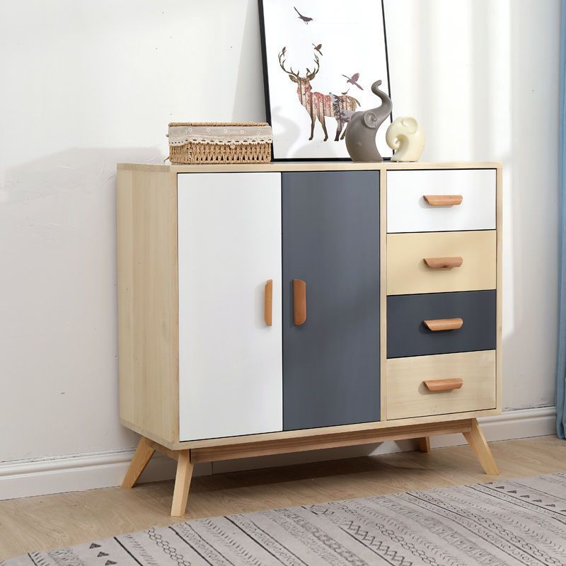 Solid Wood Buffet Table with Drawers Contemporary Dining Server