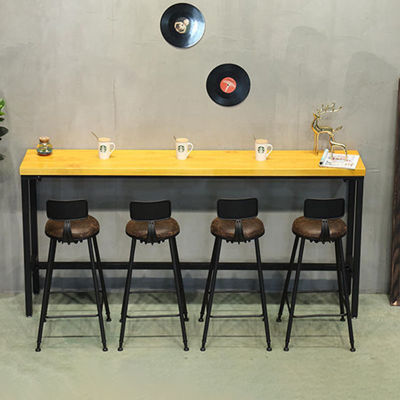 Solid Wood Bar Table Industrial Rectangle Bar Table with Trestle Base in Black Clearhalo 'Bar Furniture' 'Bar Tables' 'bar_tables' 'furn' 'furn_bar_tables' 'Furniture' 'furniture_bar_tables' 'Kitchen & Dining Furniture' 1200x1200_e1e0e342-0ef0-420c-ac38-919cbbc5565e