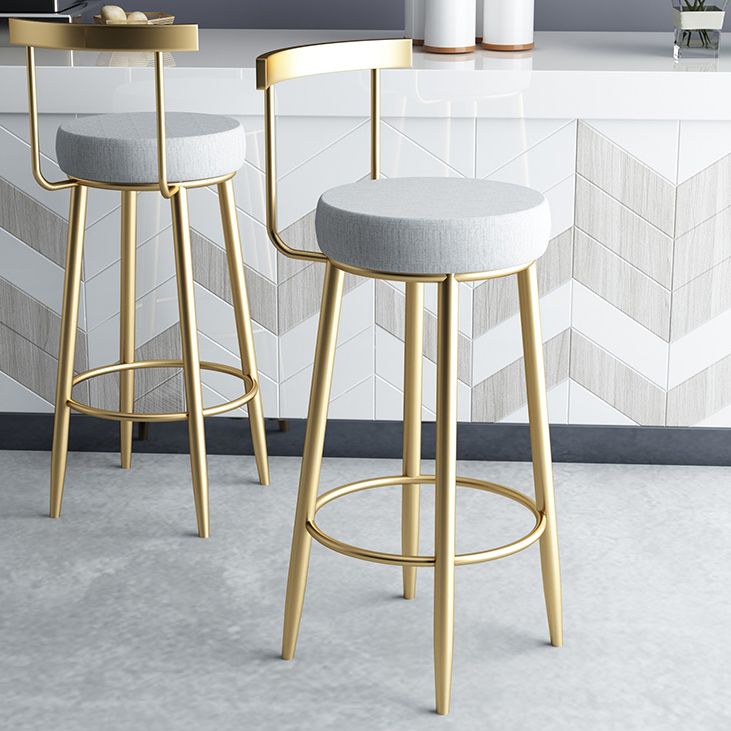 Taburete de bar estilo Glam, tapizado, para salón, con patas de metal