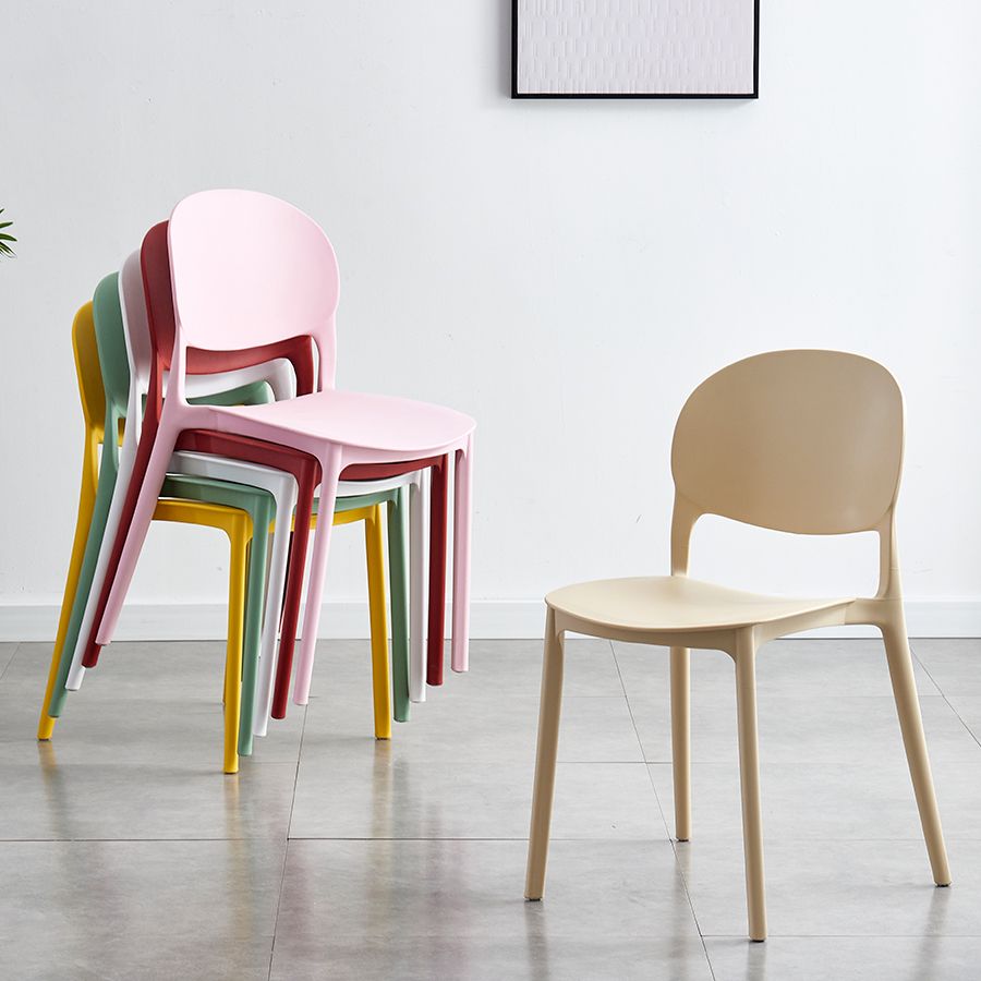 Stackable Armless Dining Chairs Plastic Open Back Side Chair (Set of 4) Clearhalo ' kitchen&dining_furn' 'Dining Chairs' 'Dining Tables & Seating' 'dining_chair' 'furn' 'furn_dining_chair' 'Furniture' 'furniture_dining_chair' 'Kitchen & Dining Furniture' 'kitchen' 1200x1200_e1e2891f-943e-46af-95e1-9d4479681da8