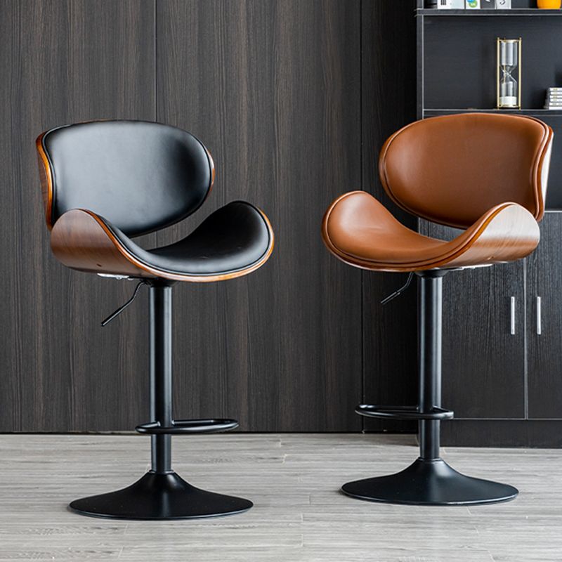 Scandinavian Adjustable Height Swivel Counter Stools Leather Wood Bar Stools (1 Piece) Clearhalo 'Bar Furniture' 'Bar Stools' 'bar_stools' 'furn' 'furn_bar_stools' 'furniture_bar_stools' 'Kitchen & Dining Furniture' 'kitchen&dining_furn' 'kitchen' 'kitchen_furn' Furniture' 1200x1200_e1e36355-2354-4a5e-bd2f-4866e4179013