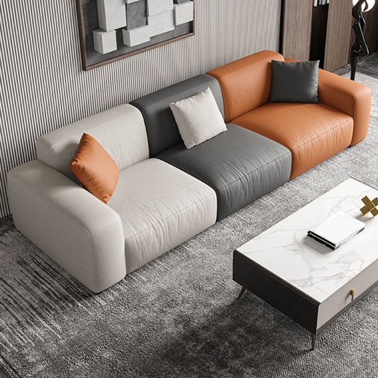 Stain-Resistant Faux Leather Standard Sofa Living Room Square Arm Settee Clearhalo 'furn' 'furn_sofas' 'Furniture' 'furniture_sofas' 'Living Room Furniture' 'Sofa' 'sofas' 1200x1200_e1e58a1e-f3e0-4799-941e-2184b3b474fc