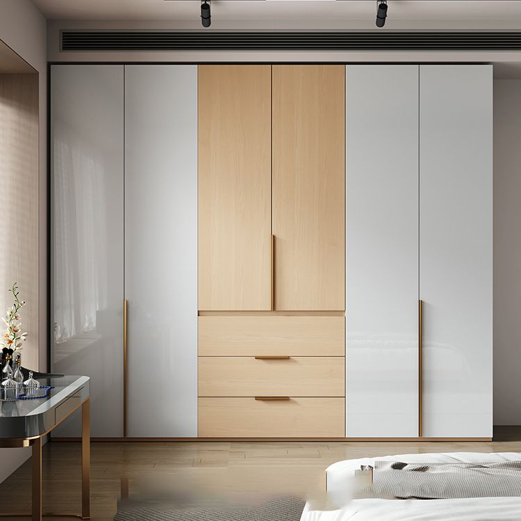 Engineered Wood Wardrobe Closet with Drawer Modern Wardrobe Cabinet Clearhalo 'Armoires & Wardrobes' 'armoires_wardrobes' 'Bedroom Furniture' 'furn' 'furn_armoires_wardrobes' 'Furniture' 1200x1200_e1e677f7-6e5a-4ffb-b52b-c7bf318bddc4