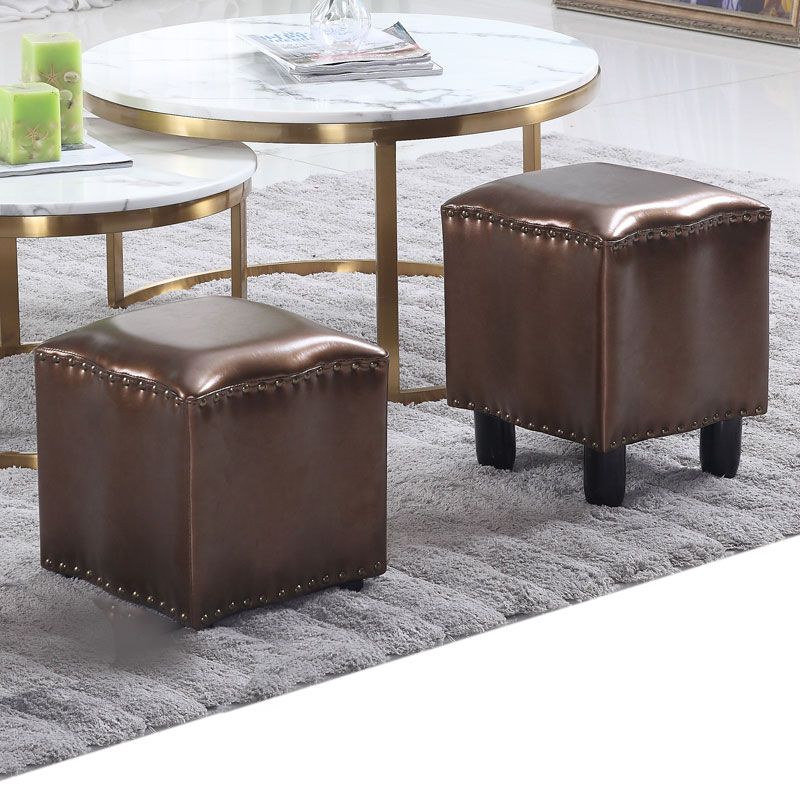 Modern Brown Standard Leather Pure Color Standard for Drawing Room Clearhalo 'furn' 'furn_ottomans_poufs' 'Furniture' 'Living Room Furniture' 'Ottomans & Poufs' 'ottomans_poufs' 1200x1200_e1e6bfbc-62fa-46c9-80d4-8e832e890989