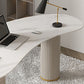 Glam Stone Writing Desk Unconventional Shape Office Desk for Home