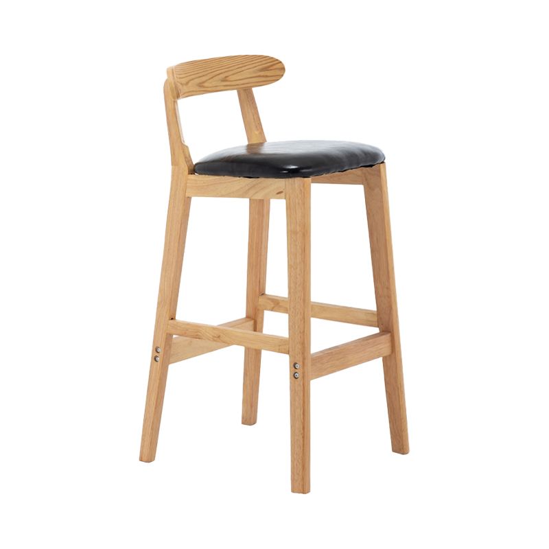 Upholstered Indoor Bar Stool Nordic Solid Wood Bar Stools with Natural Base