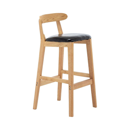 Upholstered Indoor Bar Stool Nordic Solid Wood Bar Stools with Natural Base