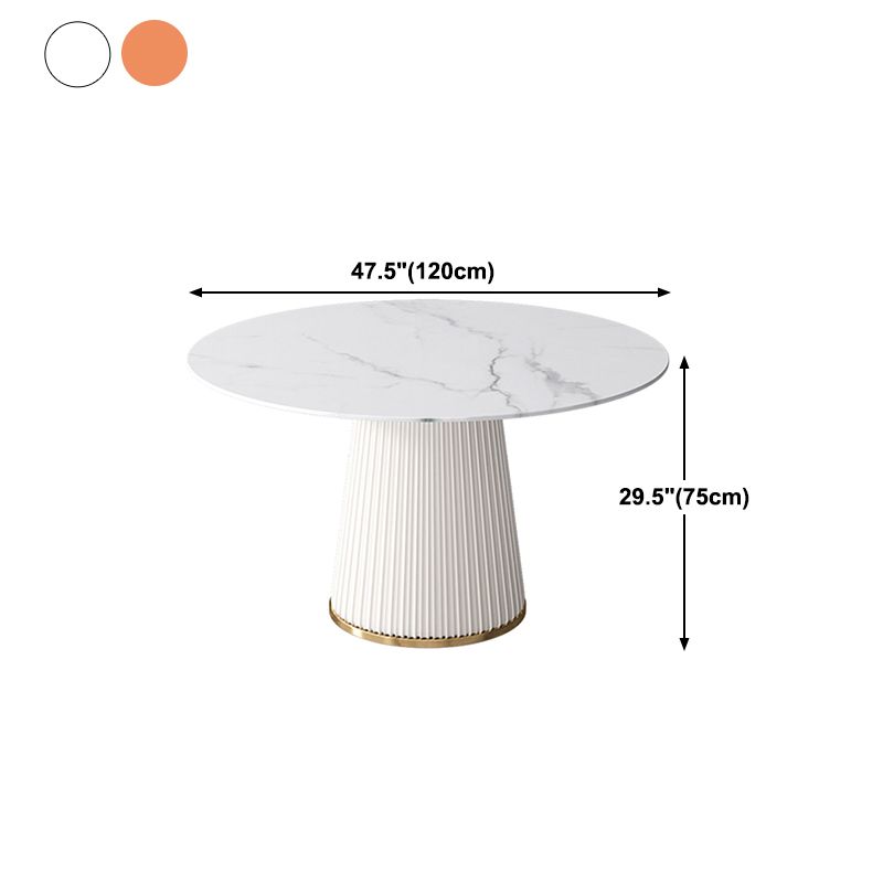 Sintered Stone White Table for Restaurant Luxury Round Dining Table with Pedestal Base Clearhalo 'Dining Tables & Seating' 'Dining Tables' 'dining_table' 'furn' 'furn_dining_table' 'Furniture' 'furniture_dining_table' 'Kitchen & Dining Furniture' 'kitchen' 'kitchen_dining_table' 1200x1200_e1e8aebe-1592-4c47-9652-a8afa5e1b580