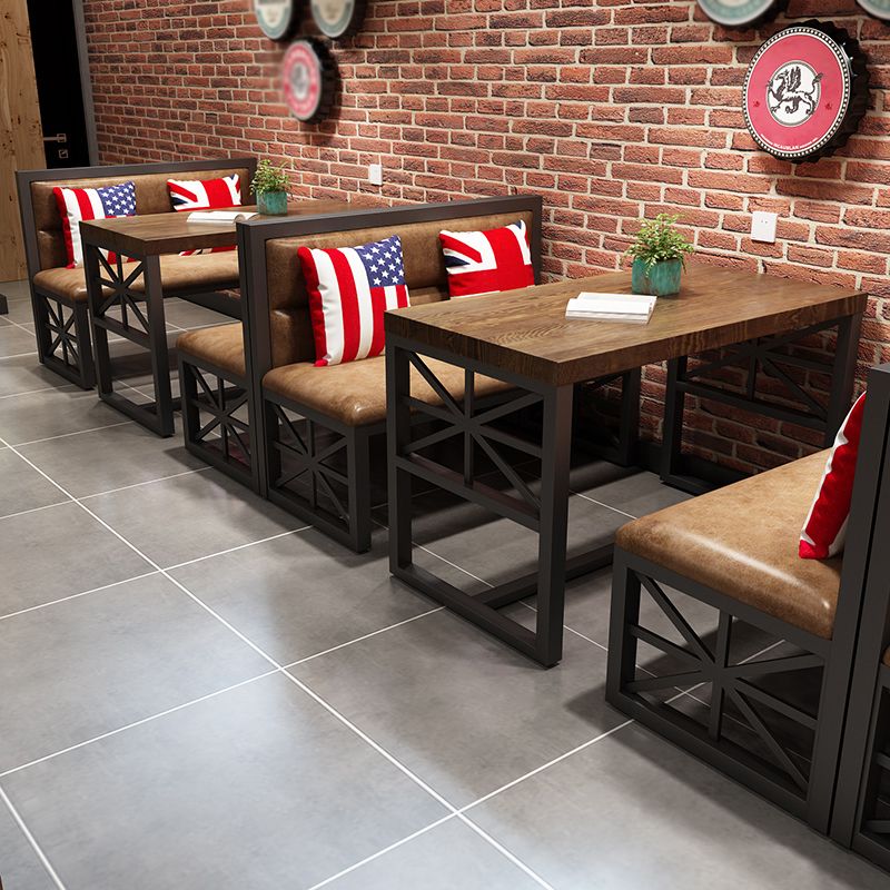 Industrial Solid Wood Dining Table Brown Rectangle Table with Black Frame for Dinning Room Clearhalo ' dining_table' 'Dining Tables & Seating' 'Dining Tables' 'furn' 'furn_dining_table' 'Furniture' 'furniture_dining_table' 'Kitchen & Dining Furniture' 'kitchen&dining_furn' 'kitchen' 'kitchen_dining_table' 1200x1200_e1e8caee-aed5-4038-a7bf-584157829e29
