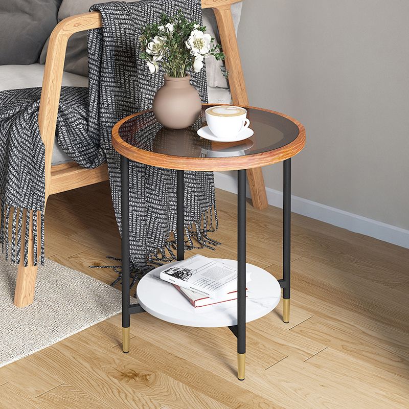 Glass & Slate Round Coffee Table Set Tropical Shelf Included Cocktail Table Clearhalo 'Coffee & Accent Tables' 'Coffee Tables' 'coffee_tables' 'furn' 'furn_coffee_tables' 'Furniture' 'Living Room Furniture' 1200x1200_e1ebfb0b-cc0a-42cd-8342-4ff9f72e6ec5