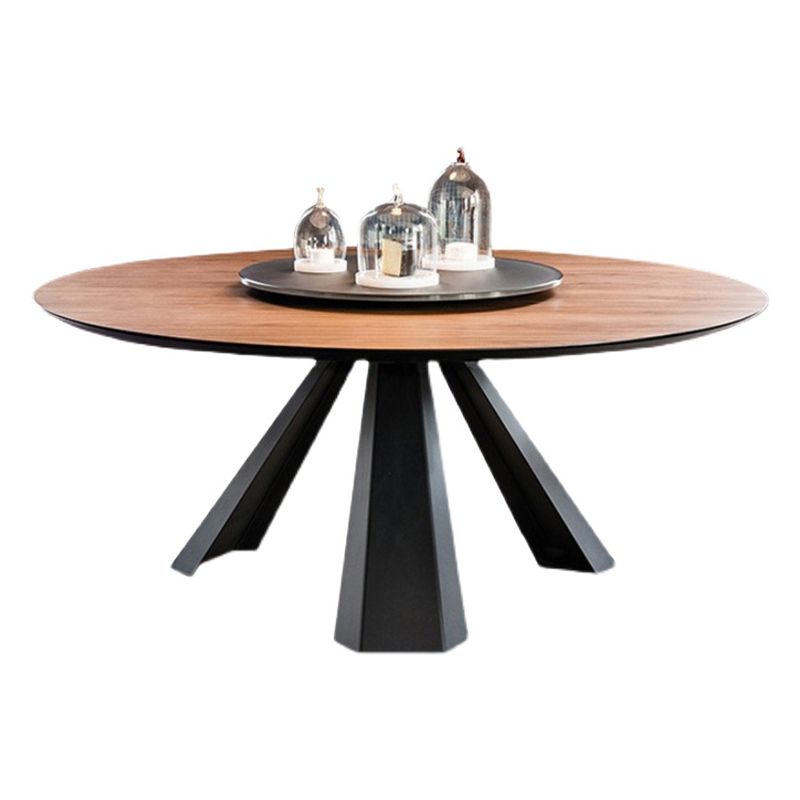 Pine Round Dining Table Black Frame Modern Dining Convertible Dining Table Clearhalo 'Dining Tables & Seating' 'Dining Tables' 'dining_table' 'Furniture' 'furniture_dining_table' 'Kitchen & Dining Furniture' 'kitchen' 'kitchen_dining_table' 1200x1200_e1ed2941-3141-41c8-b534-5125ade069ec