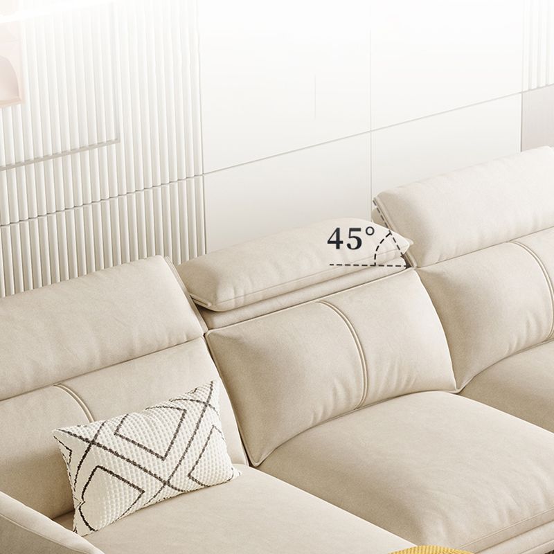 Glam Style 36.22 "H White Faux Leather Brazo acampanado sofá y chaise