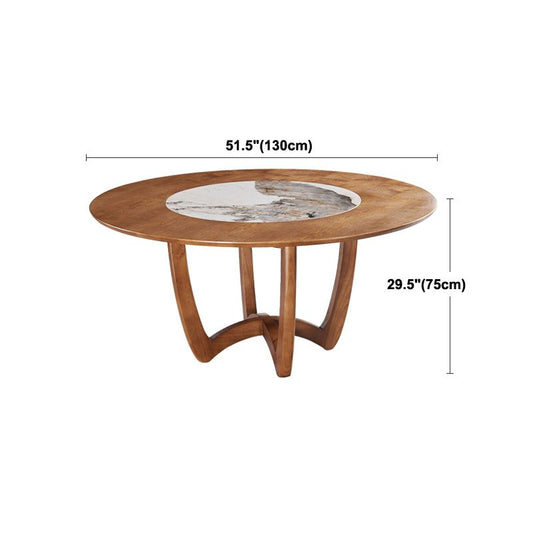 Contemporary Turntable Round Dining Table Ash Wood Sled Base Dining Table Clearhalo 'Dining Tables & Seating' 'Dining Tables' 'dining_table' 'furn' 'furn_dining_table' 'Furniture' 'Kitchen & Dining Furniture' 1200x1200_e1ee1584-bbba-438d-8bc0-774aec1a8bca