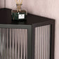 Modern Style Kitchen Server Glass Door Iron Frame Server for Living Room Clearhalo 'buffet_sideboard' 'Buffets & Sideboards' 'furn' 'furn_buffet_sideboard' 'Furniture' 'Kitchen & Dining Furniture' 1200x1200_e1ee319f-a1b0-4580-946d-1c8ac6f4399a