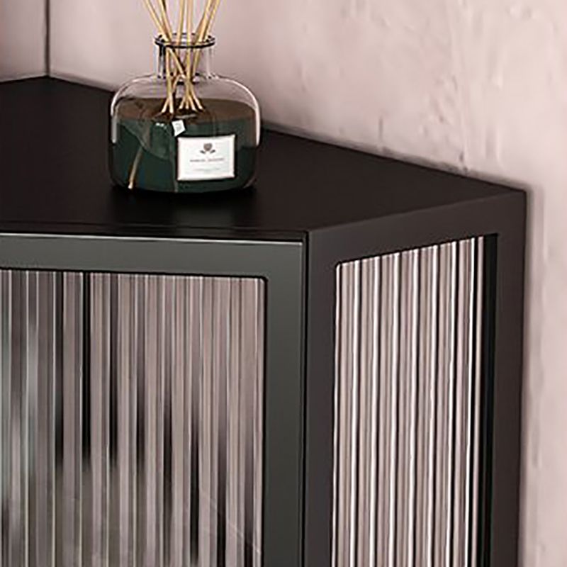 Modern Style Kitchen Server Glass Door Iron Frame Server for Living Room Clearhalo 'buffet_sideboard' 'Buffets & Sideboards' 'furn' 'furn_buffet_sideboard' 'Furniture' 'Kitchen & Dining Furniture' 1200x1200_e1ee319f-a1b0-4580-946d-1c8ac6f4399a
