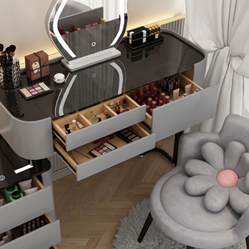 Contemporary Glass Makeup Vanity Desk Bedroom Vanity Dressing Table with Drawer