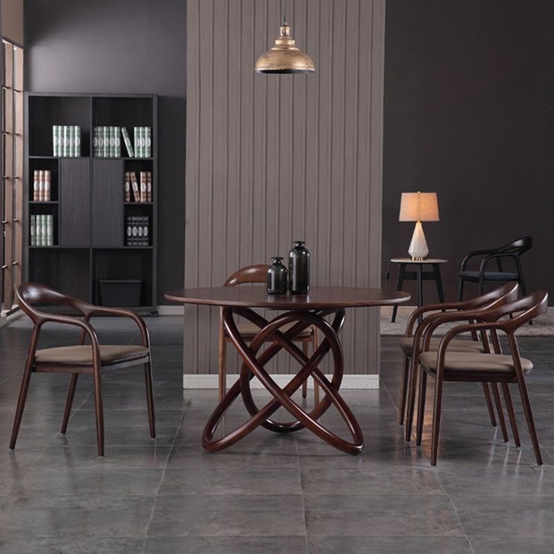 Contemporary Solid Wood Dining Table Round Pedestal Base Dining Table for Home Clearhalo 'Dining Tables & Seating' 'Dining Tables' 'dining_table' 'furn' 'furn_dining_table' 'Furniture' 'Kitchen & Dining Furniture' 1200x1200_e1f0a128-438d-4f4b-8923-16fc3ee5ce2d