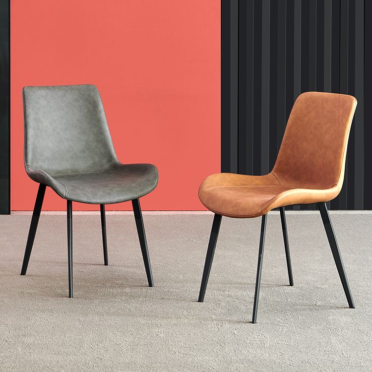 Metal Industrial Dining Room Chair Metallic Finish Solid Back Dining Chair Clearhalo ' kitchen&dining_furn' 'Dining Chairs' 'Dining Tables & Seating' 'dining_chair' 'furn' 'furn_dining_chair' 'Furniture' 'furniture_dining_chair' 'Kitchen & Dining Furniture' 'kitchen' 1200x1200_e1f20cd3-7d36-42c4-be41-30f931af3aa1