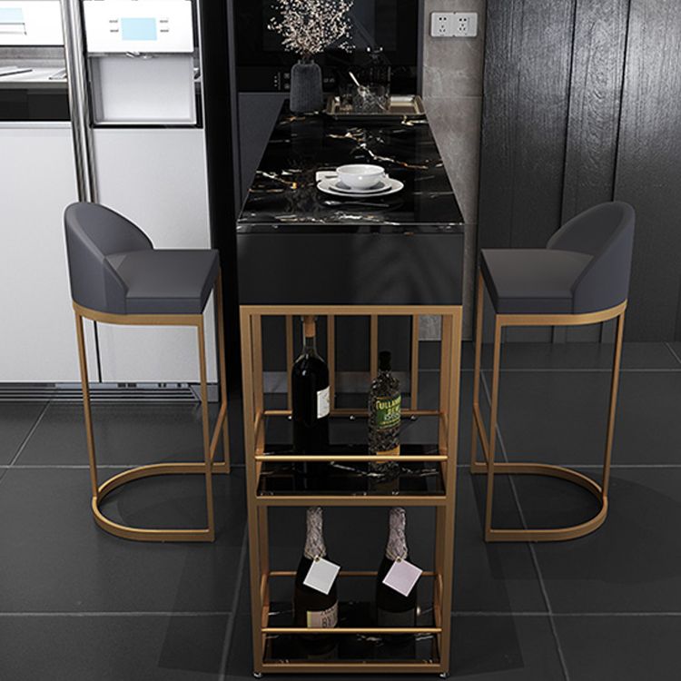Marble Counter Table with Rectangle Table Top Double Pedestal Table - 41.3" H Clearhalo 'Bar Furniture' 'Bar Tables' 'bar_tables' 'furn' 'furn_bar_tables' 'Furniture' 'furniture_bar_tables' 'Kitchen & Dining Furniture' 1200x1200_e1f2a535-bf6f-4394-810d-d3fd0db84818