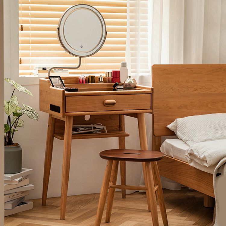 Minimalism Solid Wood Makeup Table Vanity Stool with Drawers and Mirror Clearhalo 'Bedroom Furniture' 'furn' 'furn_makeup_vanities' 'Furniture' 'Makeup Vanities' 'makeup_vanities' 1200x1200_e1f2b92d-5742-48b1-a7cc-ccc84115e651