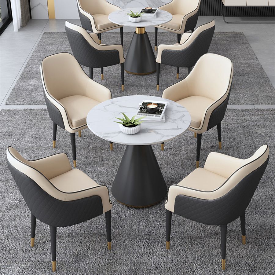 Glam Kitchen Dining Room Set Standard Height with Round Top and Metal Leg Dining Furniture Clearhalo 'Dining Room Sets' 'Dining Tables & Seating' 'dining_room_set' 'furn' 'furn_dining_room_set' 'Furniture' 'furniture_dining_room_set' 'Kitchen & Dining Furniture' 'kitchen&dining_furn' 'kitchen' 1200x1200_e1f2d8b9-b936-4cfc-abfb-771835ee2df0