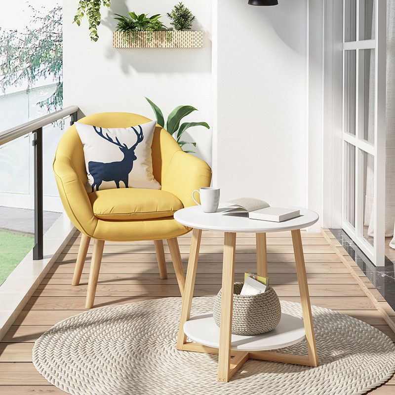 Cross Legs Coffee Table Minimalist Solid Wood Round Coffee Table