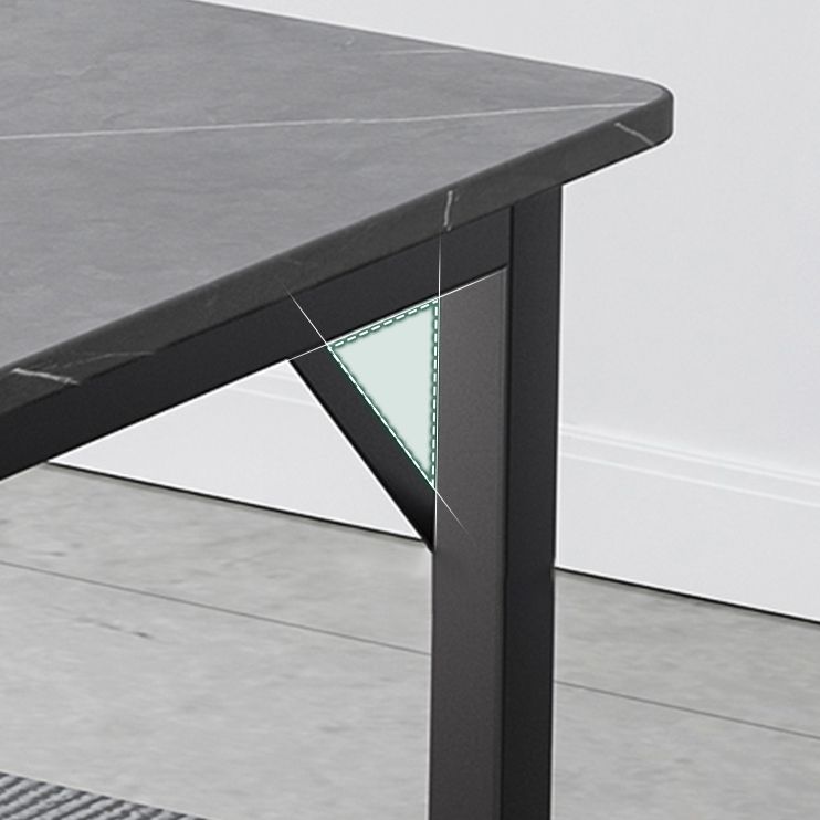 Modern Style Kitchen Rectangle Shape Dining Set Sintered Stone Standard Dining Set in Black Clearhalo 'Dining Room Sets' 'Dining Tables & Seating' 'dining_room_set' 'furn' 'furn_dining_room_set' 'Furniture' 'furniture_dining_room_set' 'Kitchen & Dining Furniture' 'kitchen&dining_furn' 'kitchen' 1200x1200_e1f489fb-9327-4f0b-8b55-4be3568978d5