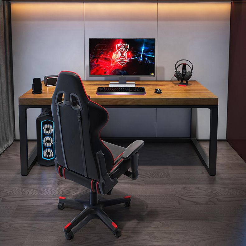 Scrivania rettangolare in legno massello scrivania da gioco industriale con gambe metalliche
